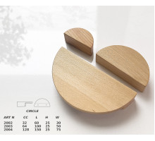 Ручка накладная «CIRCLE» из бука — половинка круга 150×75×25 мм, крепление на 2 винта